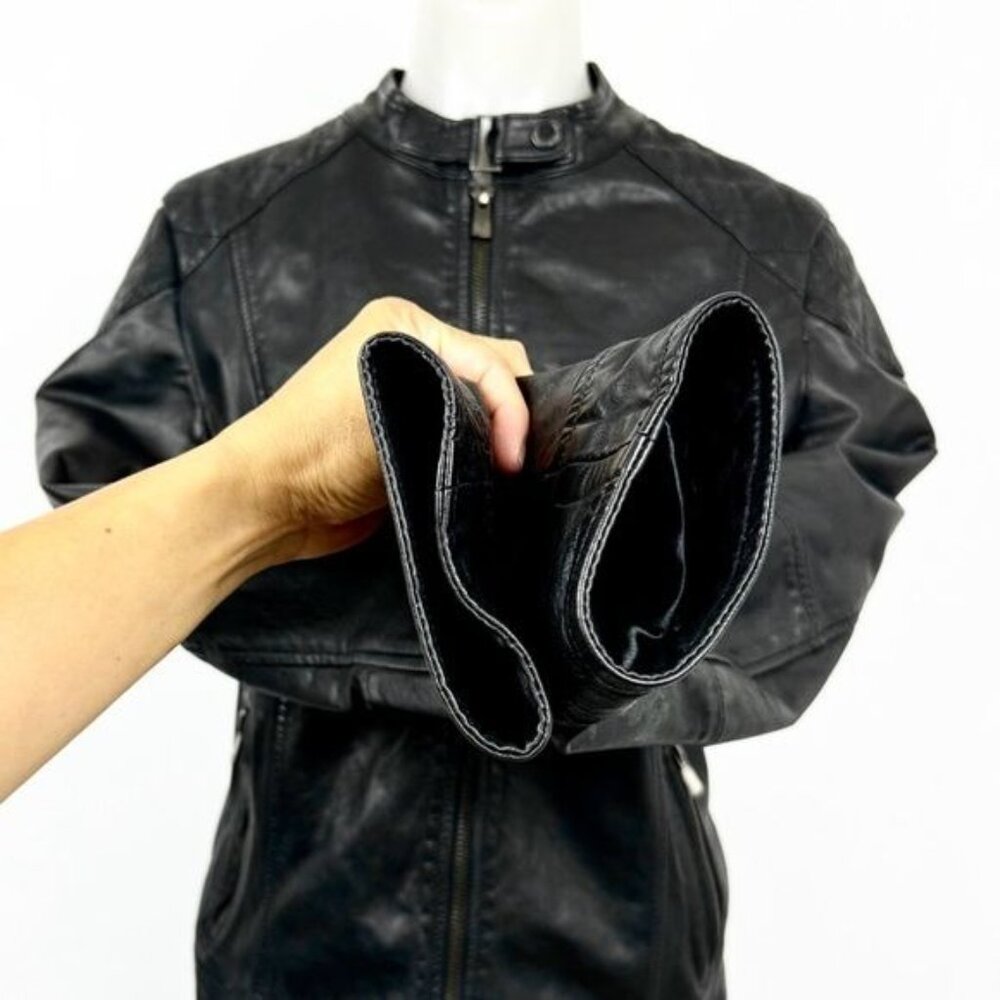 Bod & Christensen Diamond Quilted Shoulder Leather Moto Jacket Large - Picture 7 of 13